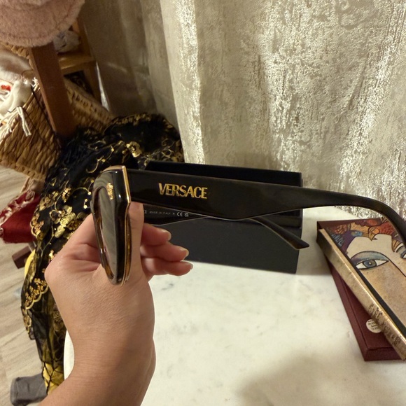 Versace Black and Gold Polarized Sunglasses main image 4